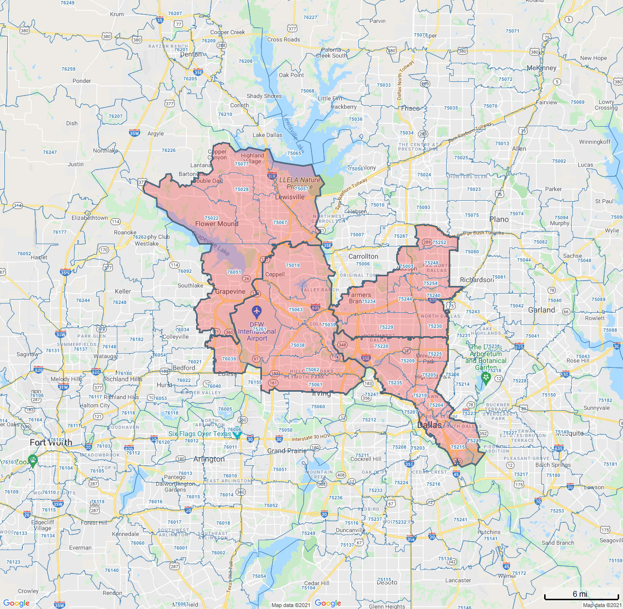 All Dry Services Area Coverage Map for Dallas, TX