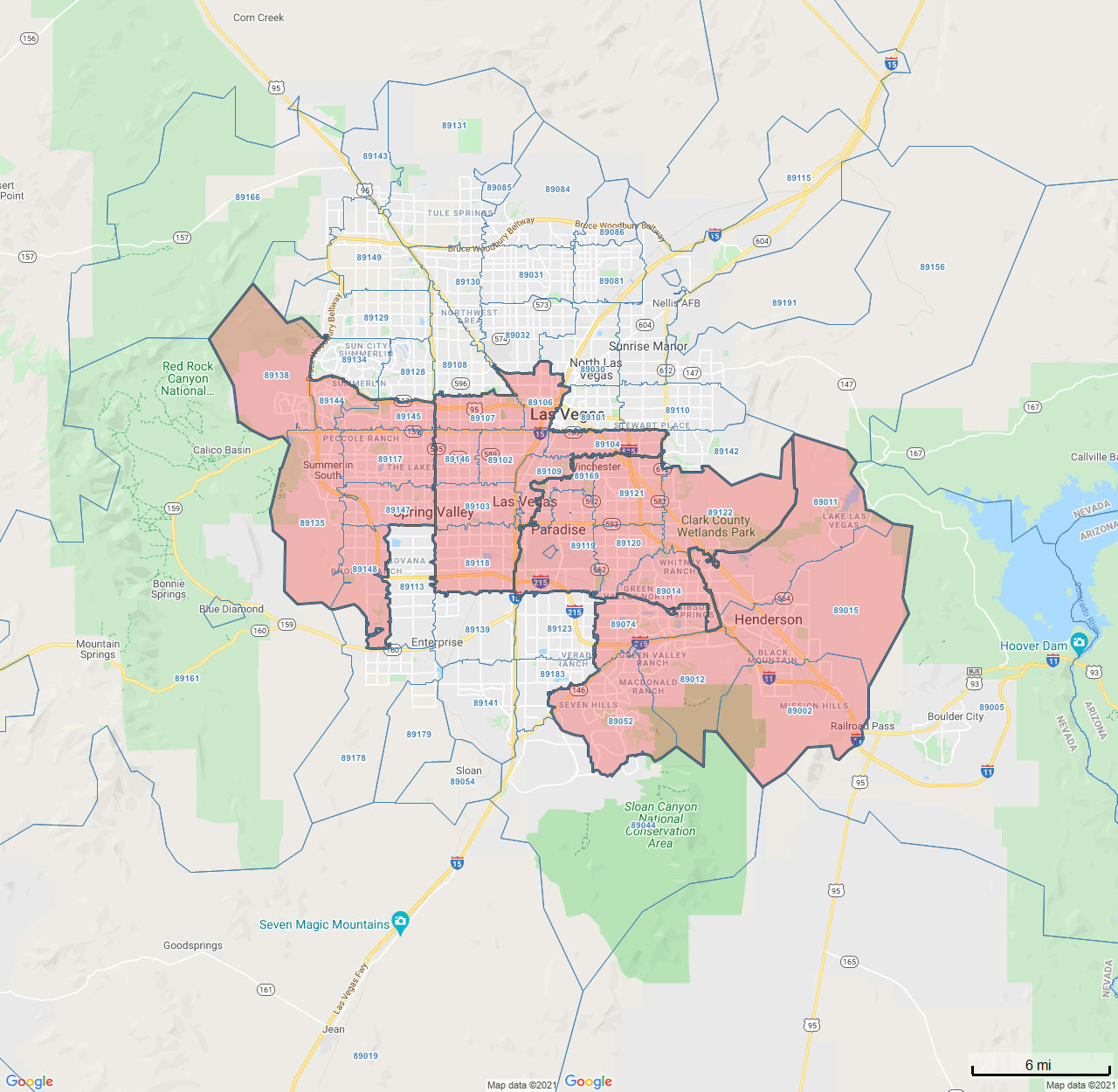 All Dry Services Area Coverage Map for Las Vegas, NV