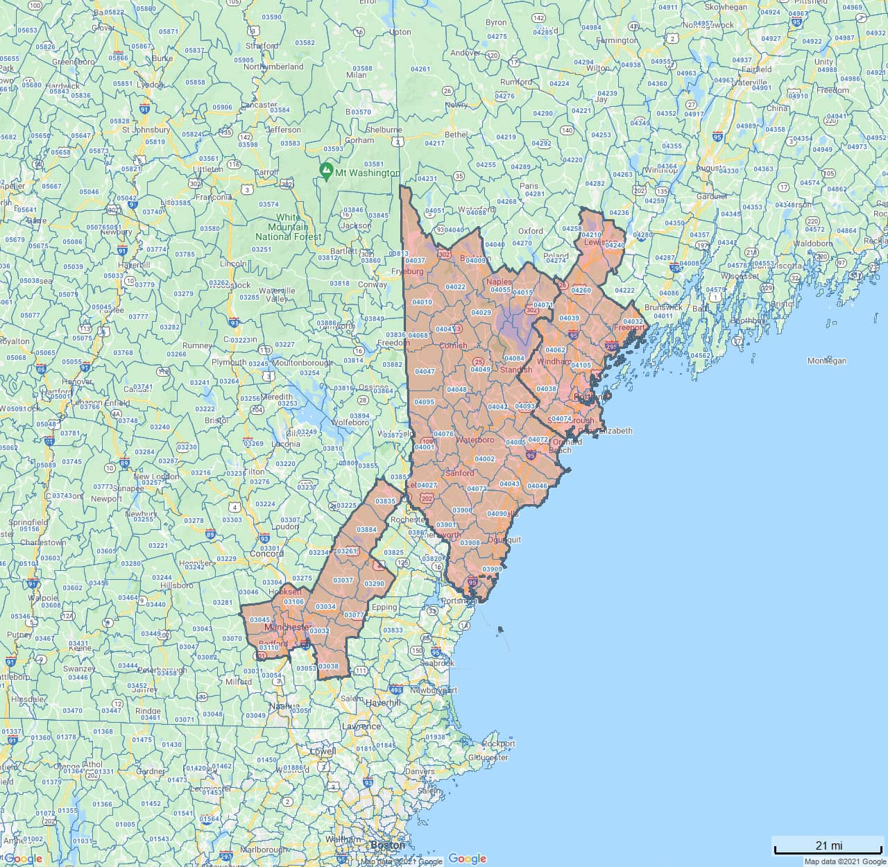 All Dry Services Area Coverage Map for Southern Maine