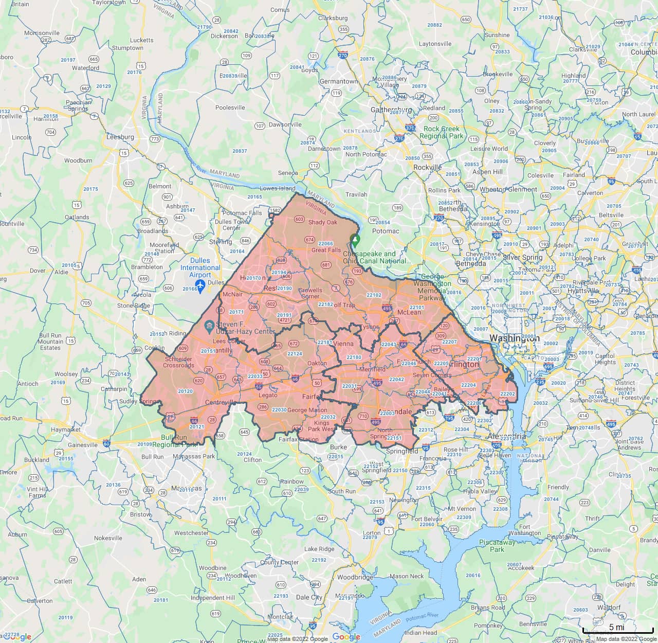 All Dry Services Area Coverage Map for Northern Virginia