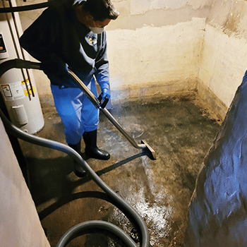 Sewage clean-up using professional extraction equipment