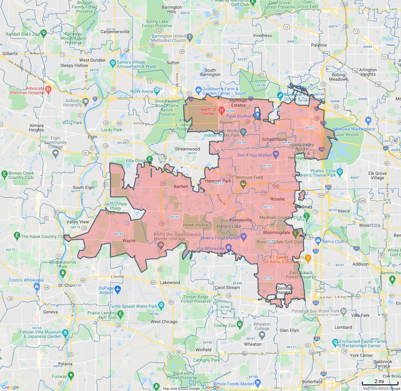 All Dry Services Area Coverage Map for NW Suburbs, IL