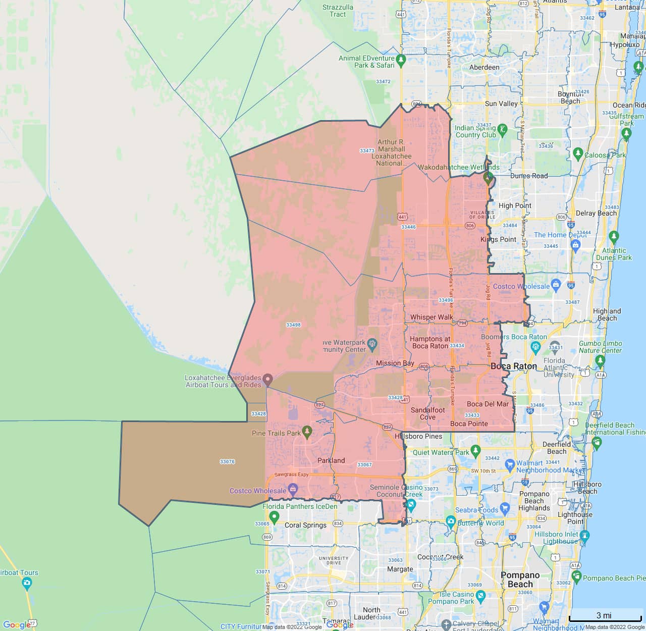 All Dry Services Area Coverage Map for Parkland, FL