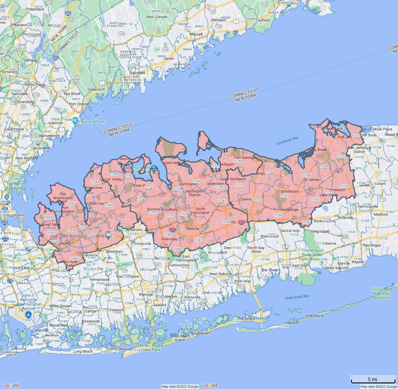 All Dry Services Area Coverage Map for North Shore Long Island, NY